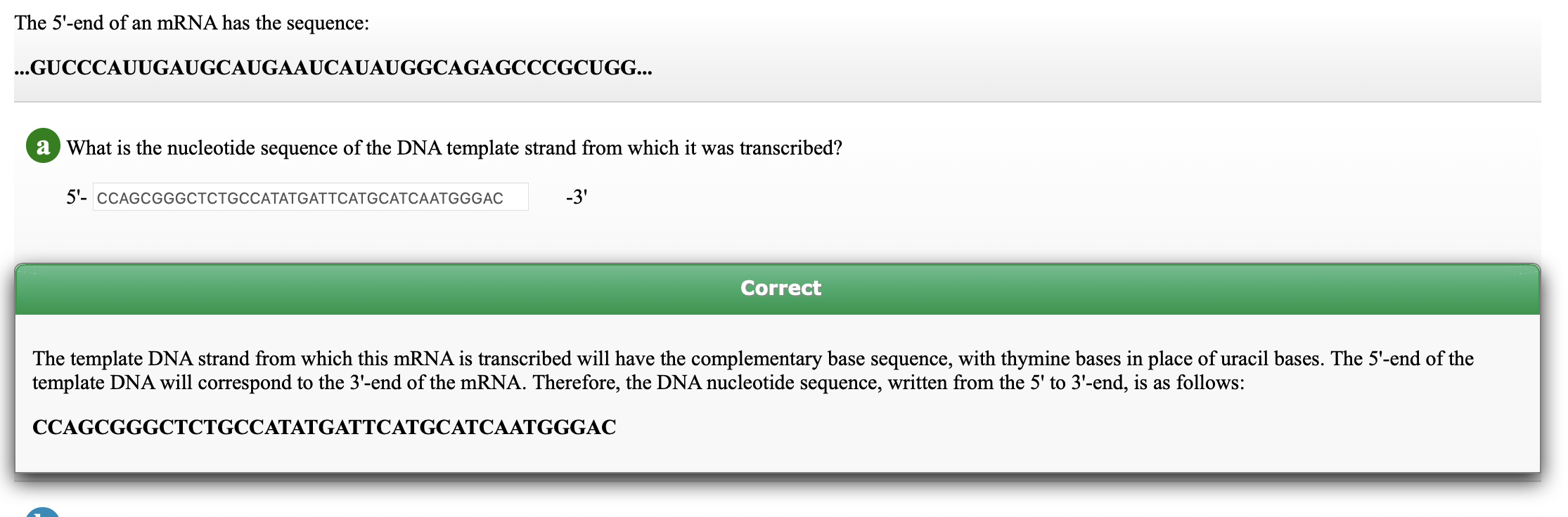 Solved The 5'-end of an mRNA has the sequence: | Chegg.com