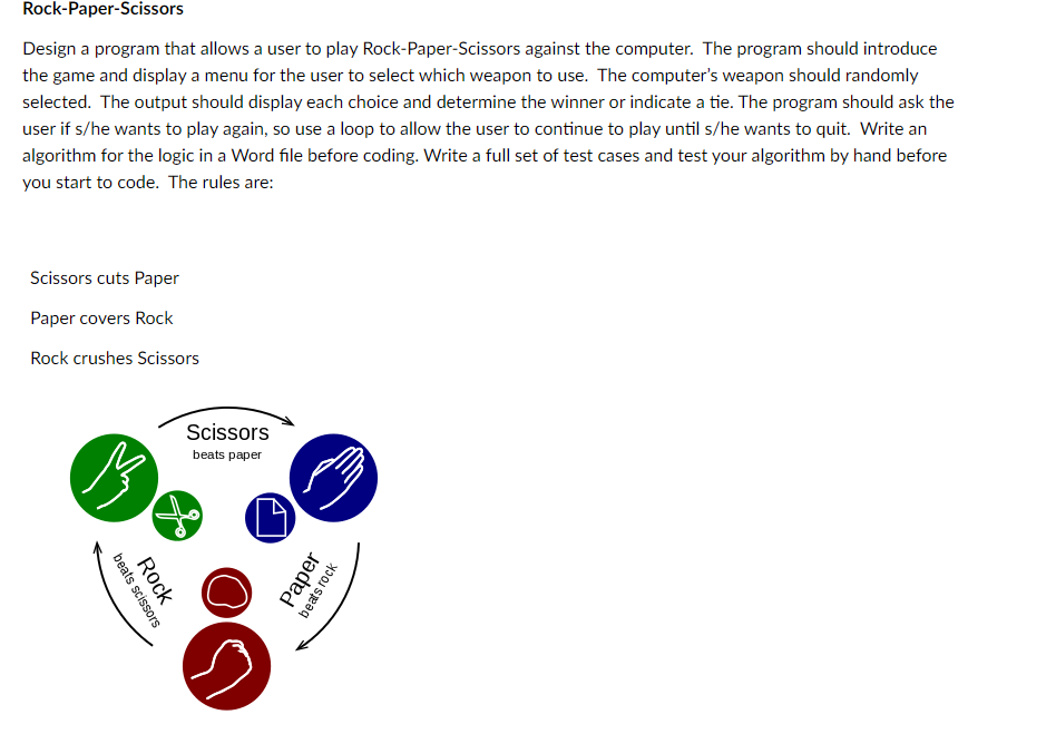 Solved Rock-Paper-Scissors Design A Program That Allows A | Chegg.com