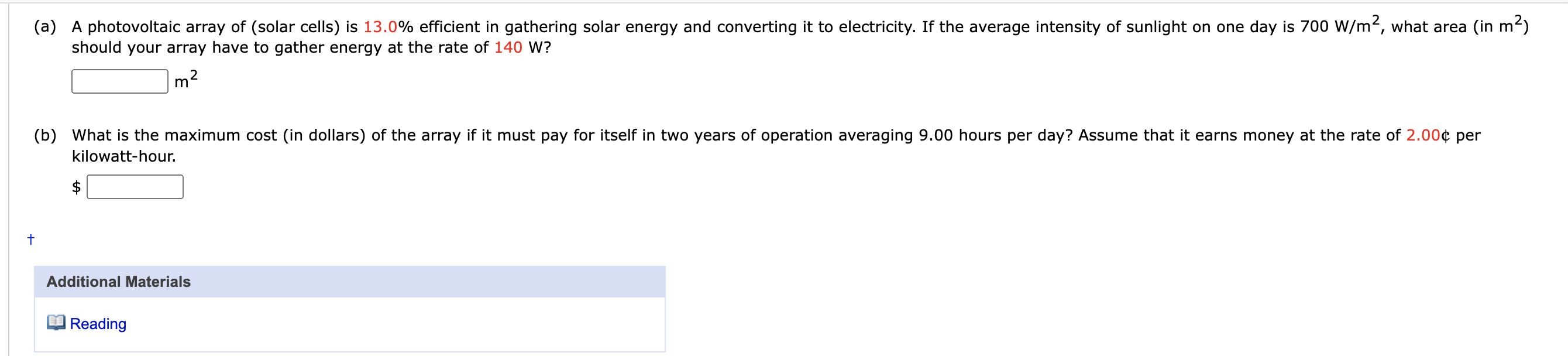 Solved (a) A photovoltaic array of (solar cells) is 13.0% | Chegg.com