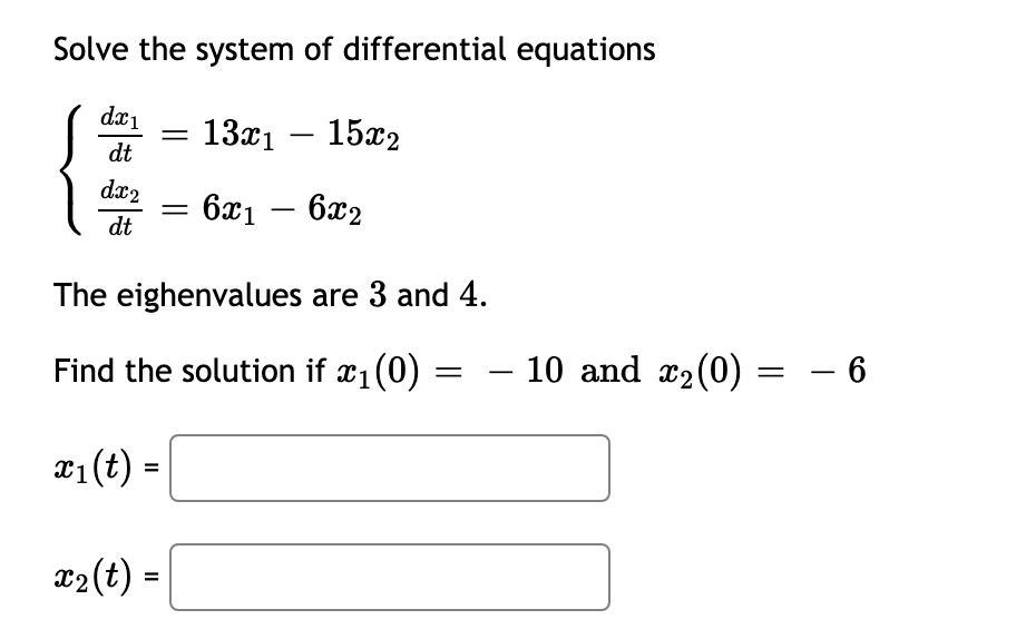 Solved Solve the system of differential equations | Chegg.com