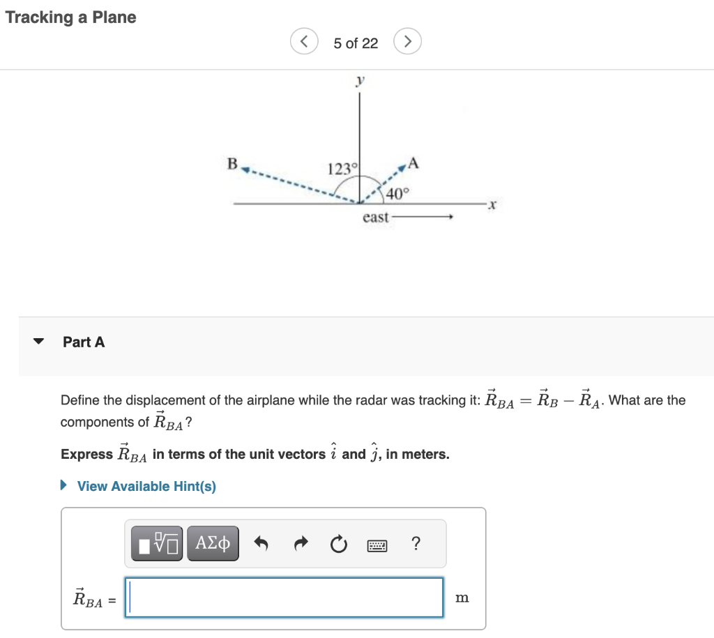 Solved Tracking a Plane 5 of 22 Part A Define the | Chegg.com