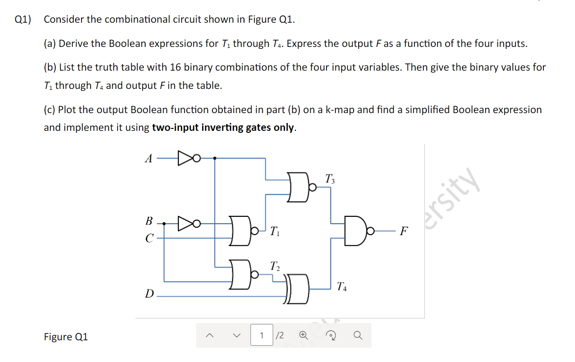 Solved Q1) ﻿Consider The Combinational Circuit Shown In | Chegg.com