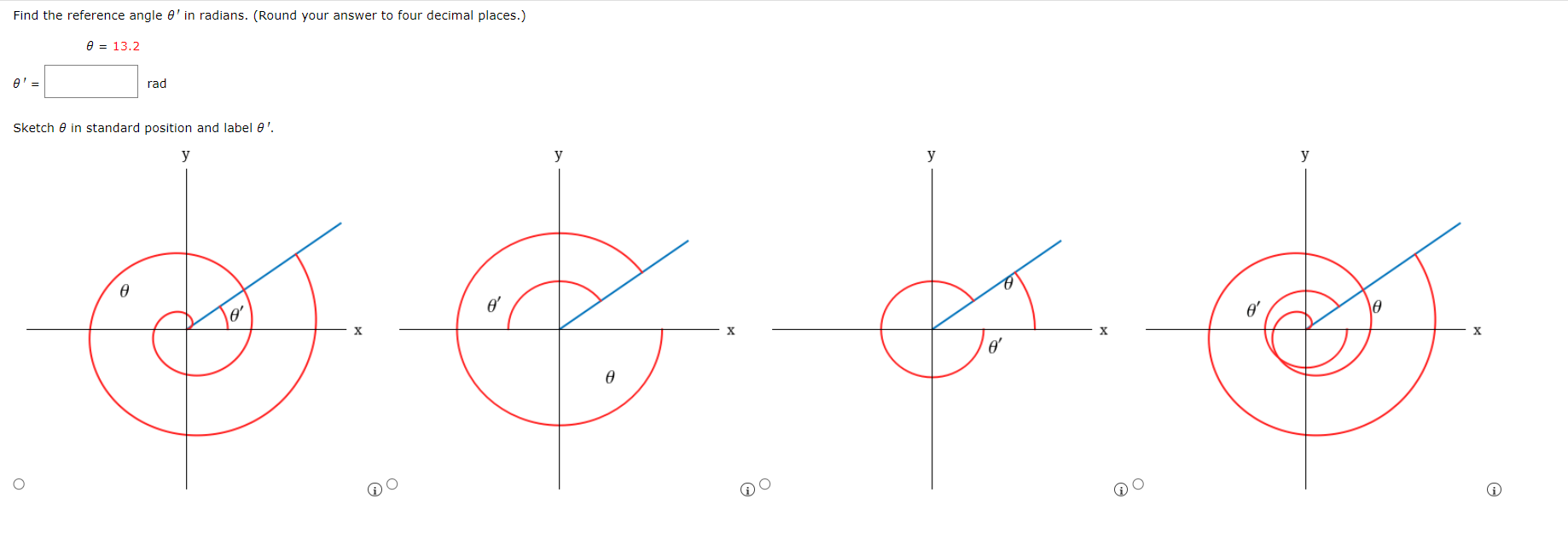 Solved Find the reference angle θ′ in radians. (Round your