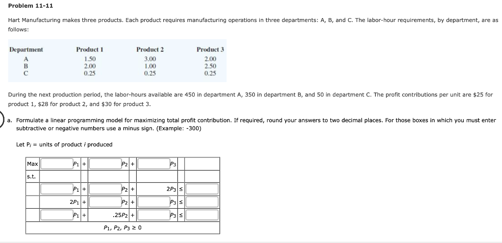 Solved Problem 11-11 Hart Manufacturing Makes Three | Chegg.com