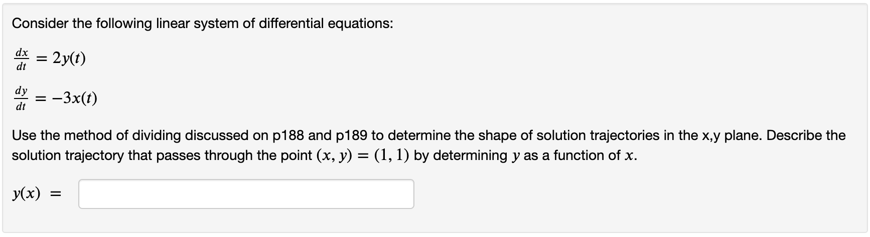 Solved Consider the following linear system of differential | Chegg.com ...