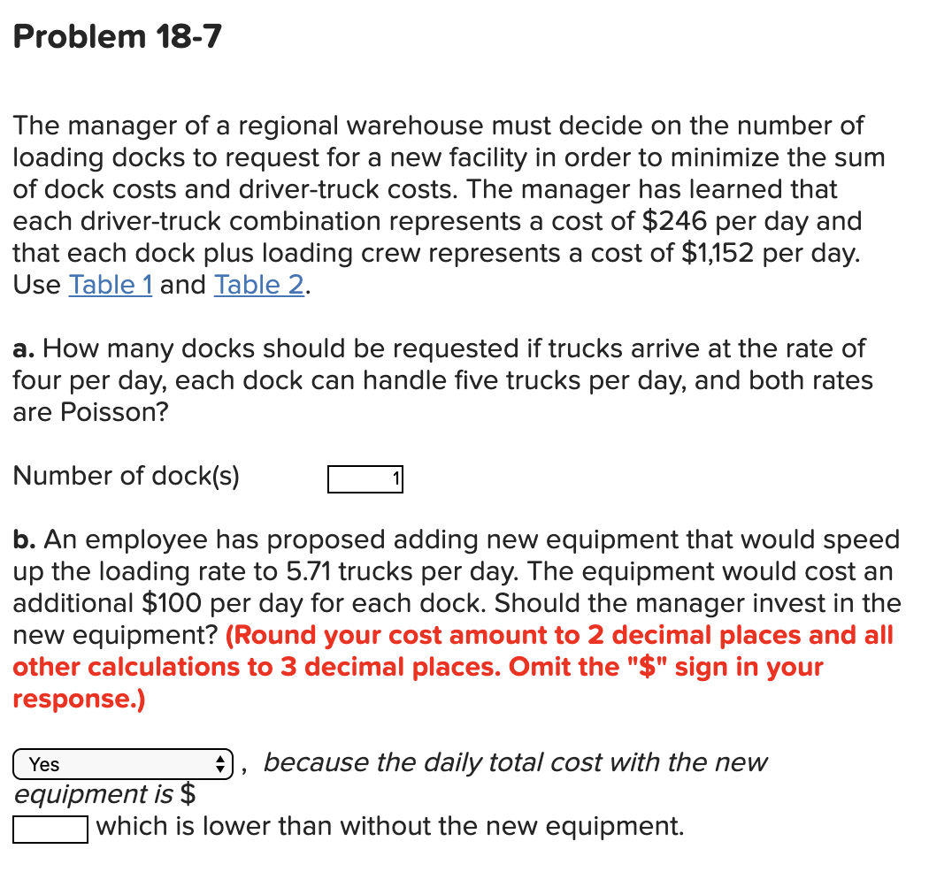 Solved Problem 187 The manager of a regional warehouse must