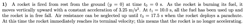 Solved 1) A rocket is fired from rest from the ground (y = | Chegg.com