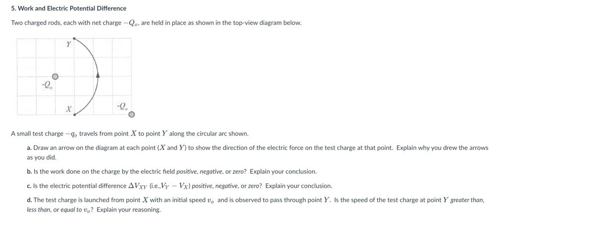 Solved 5. Work and Electric Potential Difference Two charged | Chegg.com