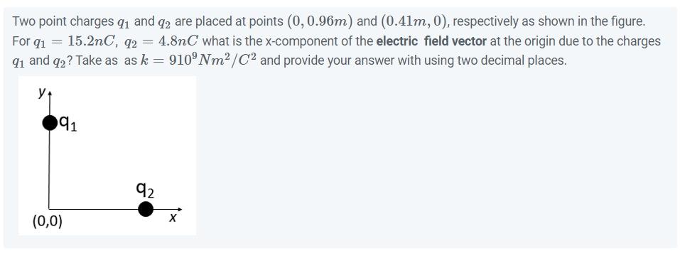 Solved Two point charges q1 and q2 are placed at points | Chegg.com