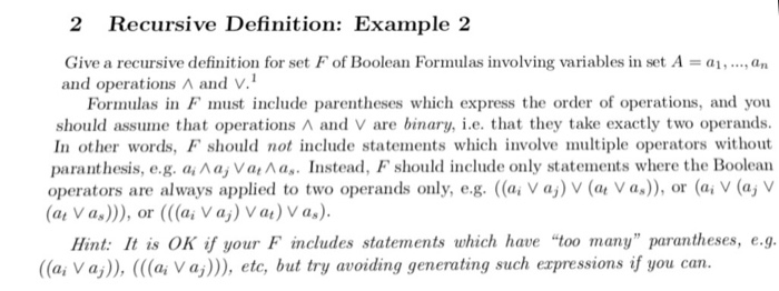 Solved 2 Recursive Definition: Example 2 Give a recursive | Chegg.com