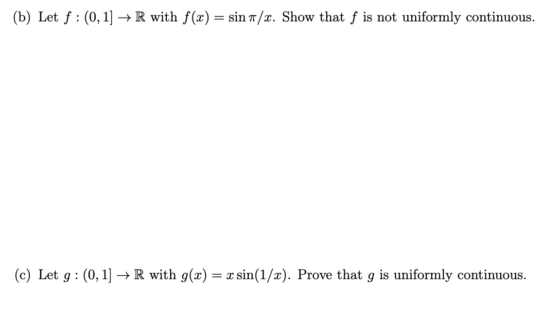 Solved B Let F 0 1]→r With F X Sinπ X Show That F Is