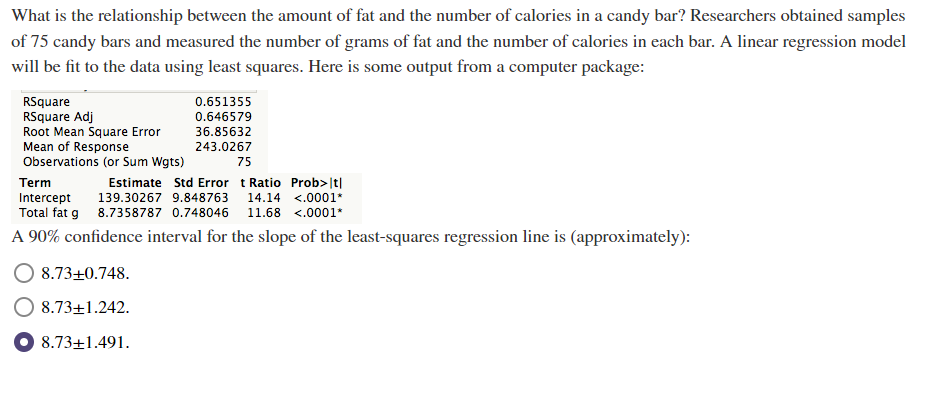 Solved What is the relationship between the amount of fat | Chegg.com