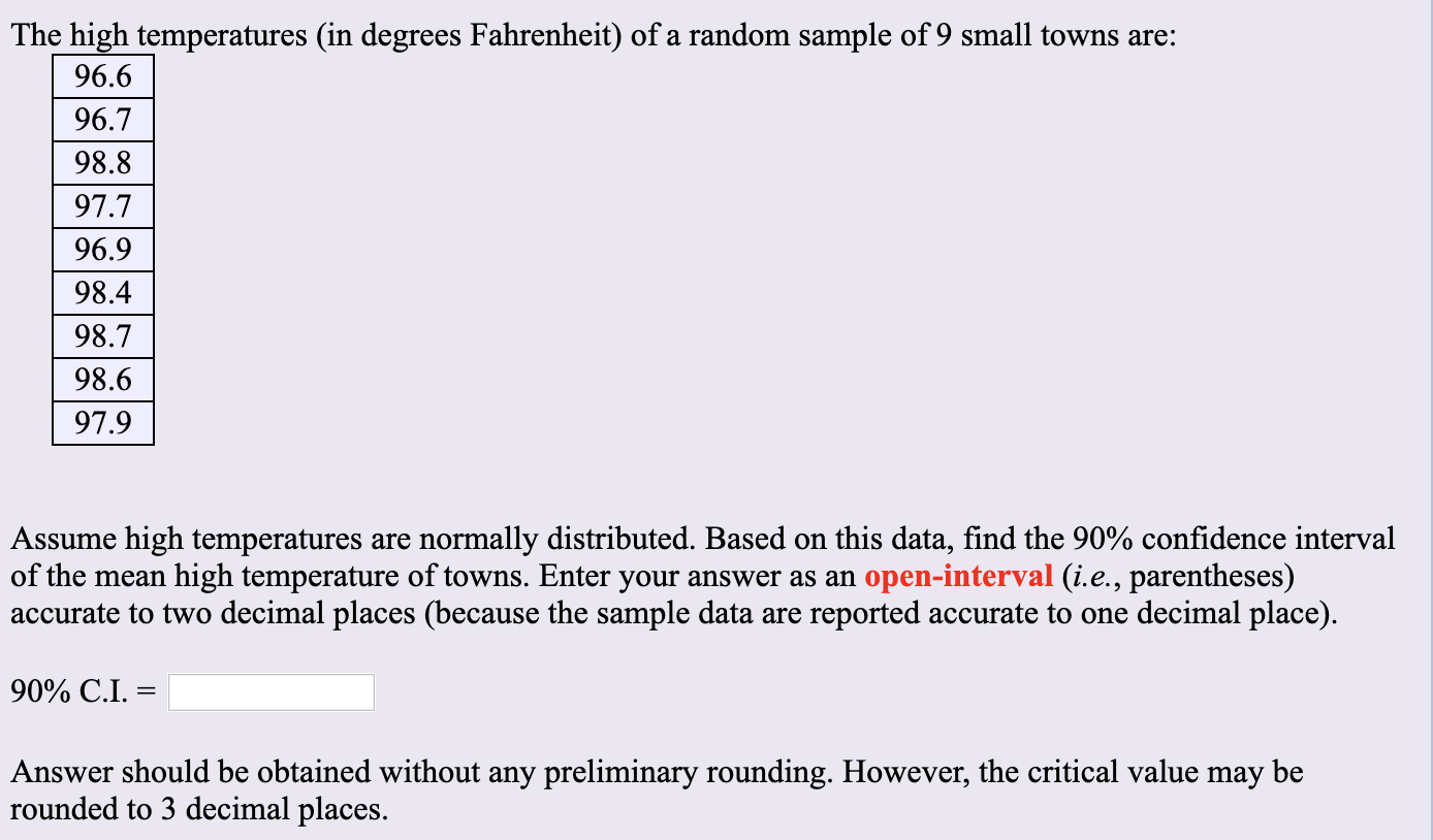 Solved The body temperatures in degrees Fahrenheit of a | Chegg.com