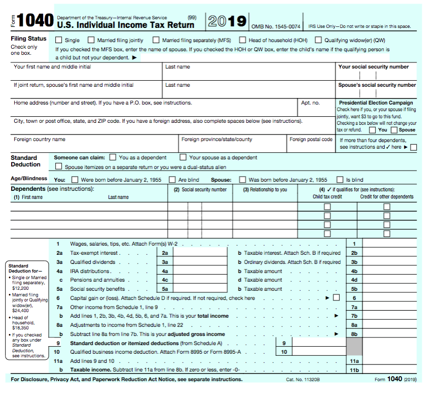 뎐1040 Department of the Treasury-intema Revenue | Chegg.com