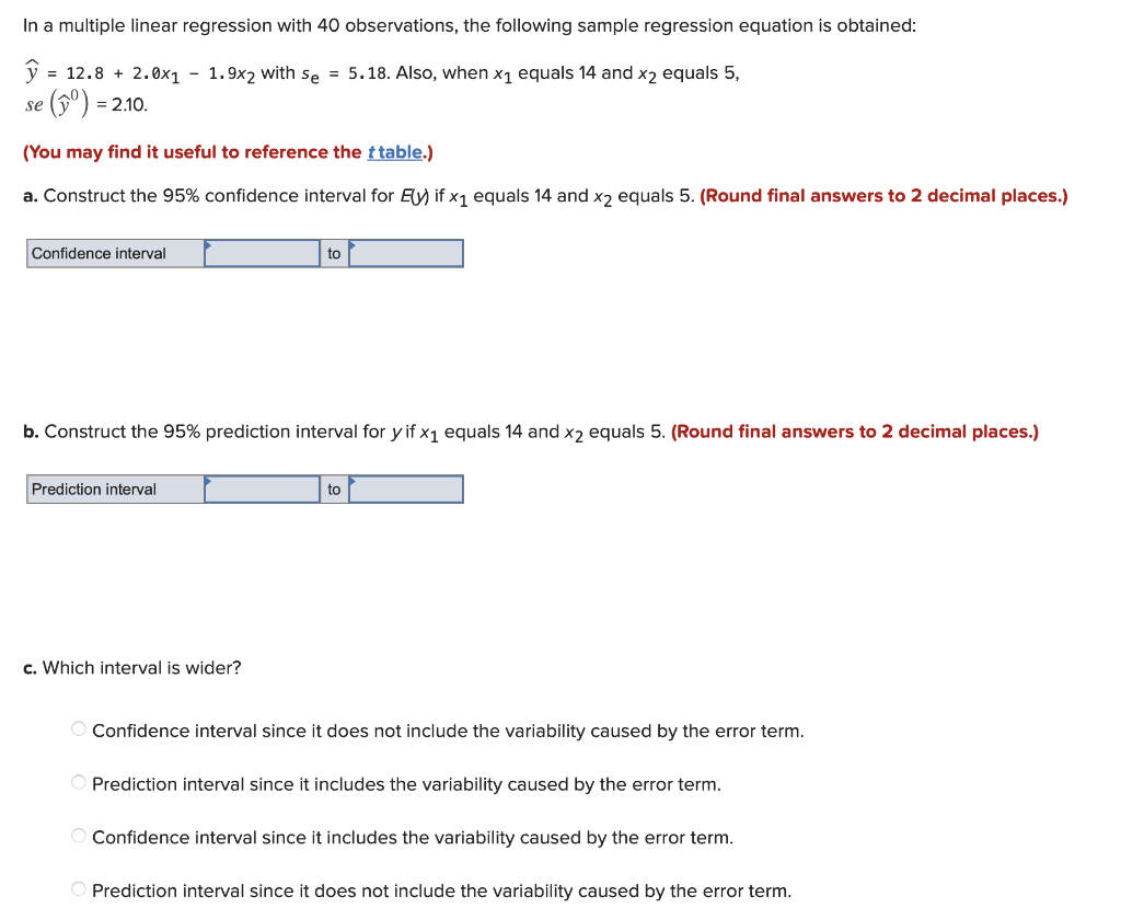Solved In a multiple linear regression with 40 observations, | Chegg.com