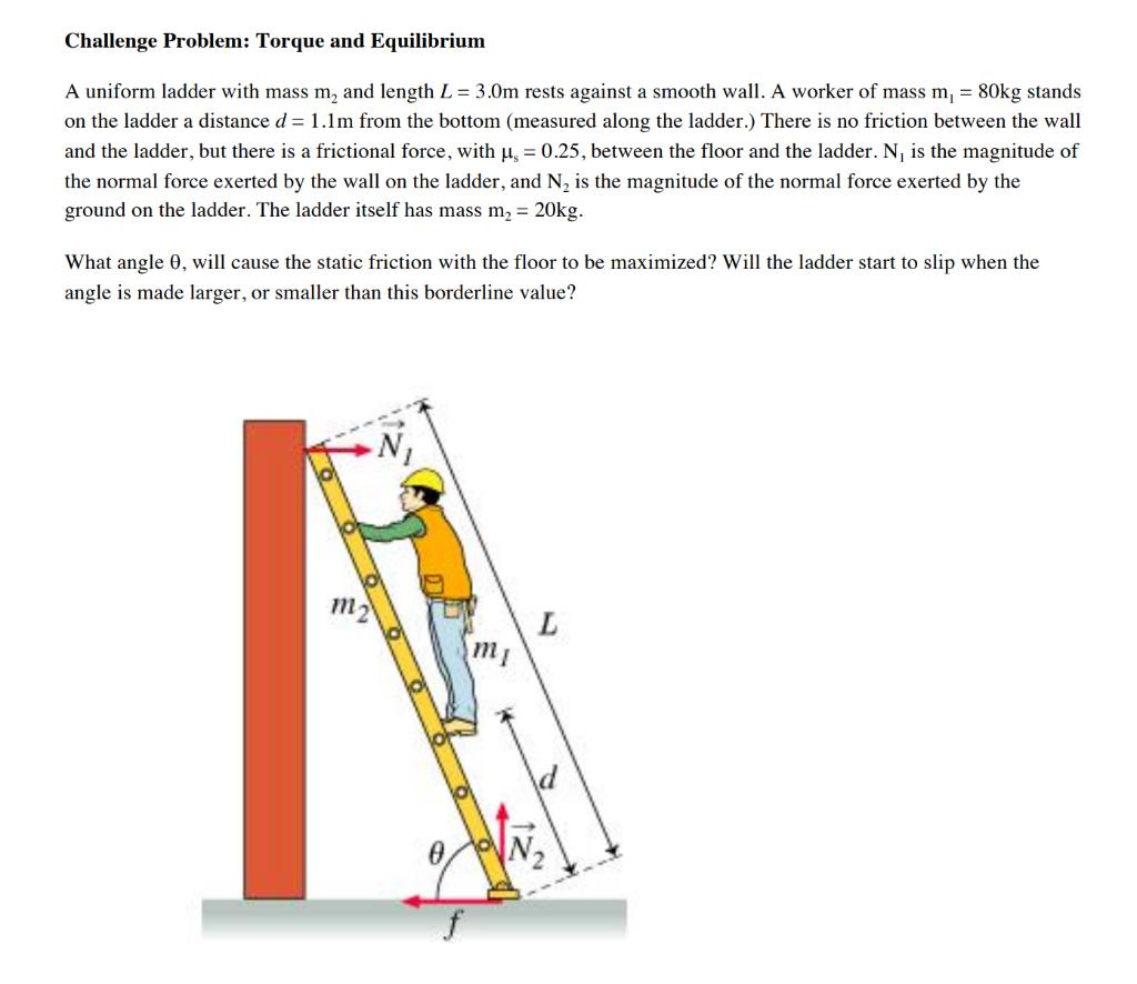 Solved Challenge Problem Torque and Equilibrium A uniform