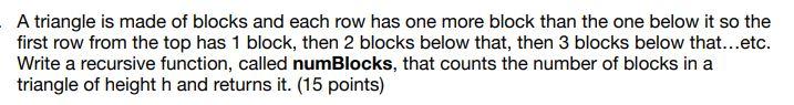 Solved A triangle is made of blocks and each row has one | Chegg.com