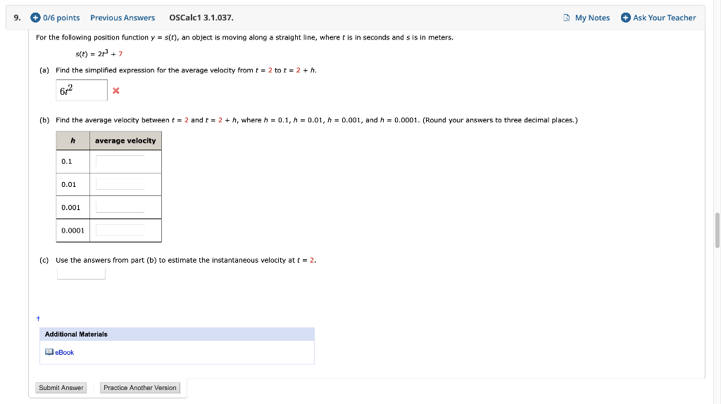 Solved For The Following Position Function Y S T An Chegg Com