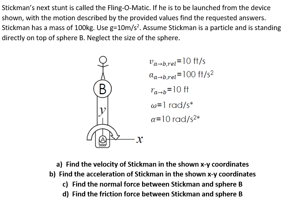 Solved Stickman's next stunt is called the Fling-O-Matic. If