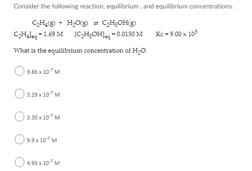 Solved Consider the following reaction equilibrium and Chegg