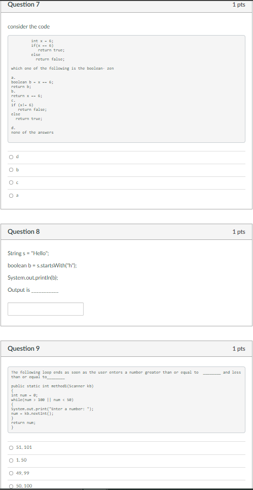 Solved Question 7 1 pts consider the code int x - 6; | Chegg.com