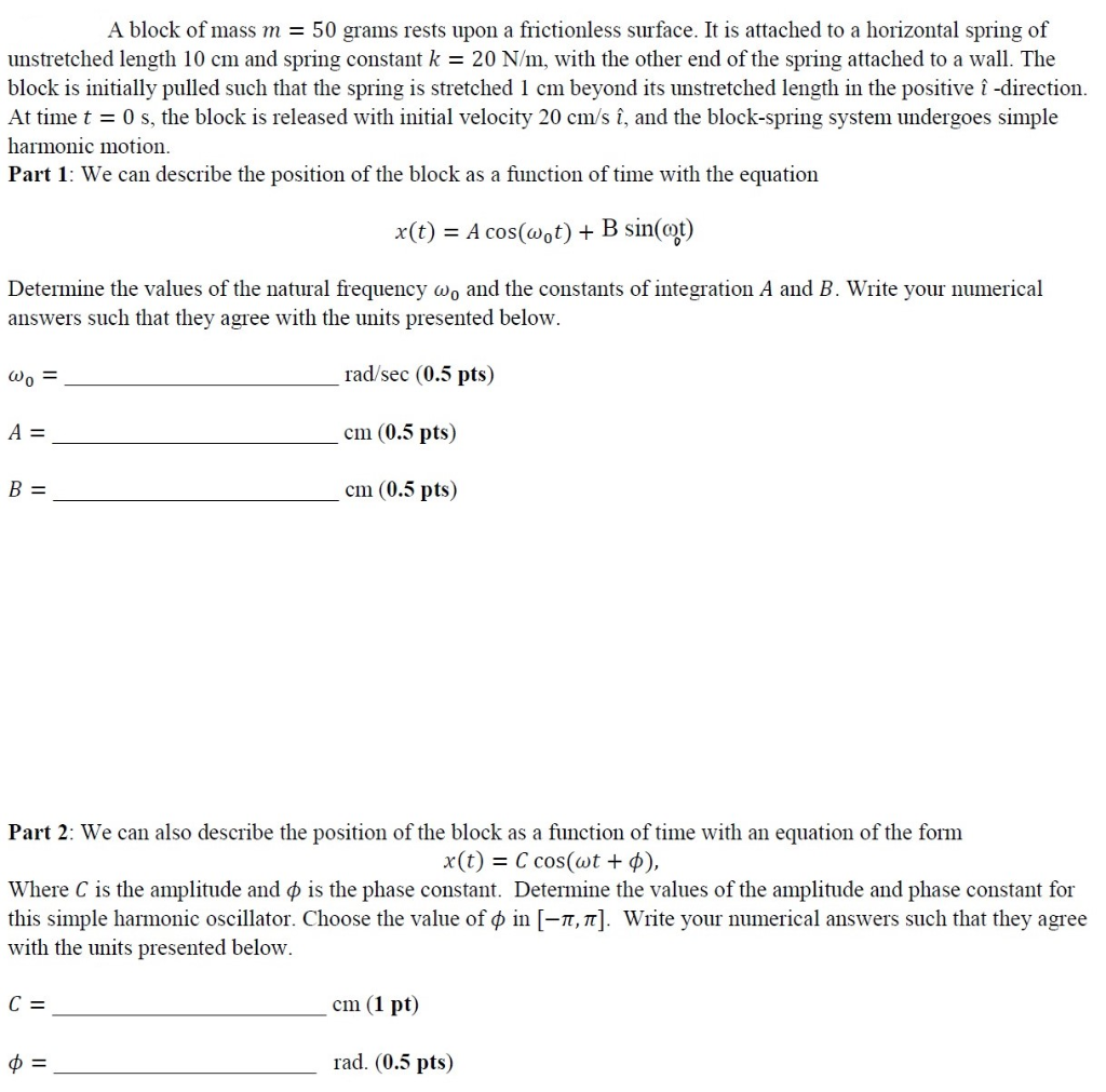 Solved A Block Of Mass M 50 Grams Rests Upon A Friction Chegg Com