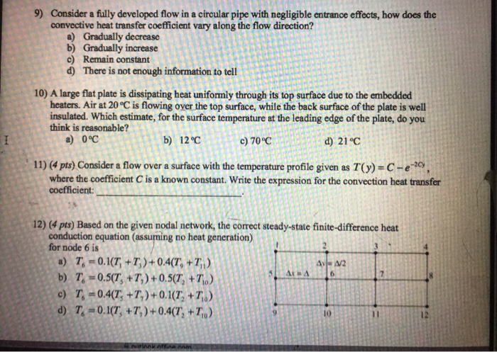 Solved 9) Consider a fully developed flow in a circular pipe | Chegg.com