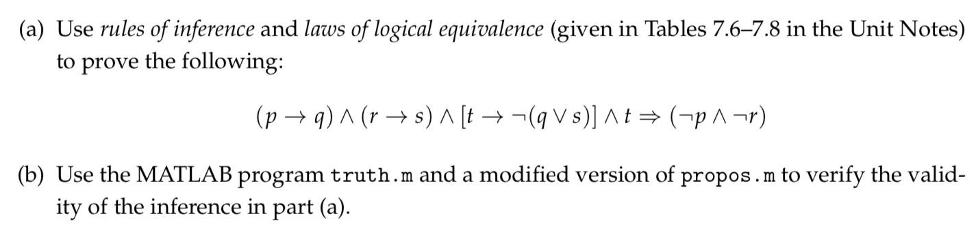 Solved (a) Use Rules Of Inference And Laws Of Logical | Chegg.com