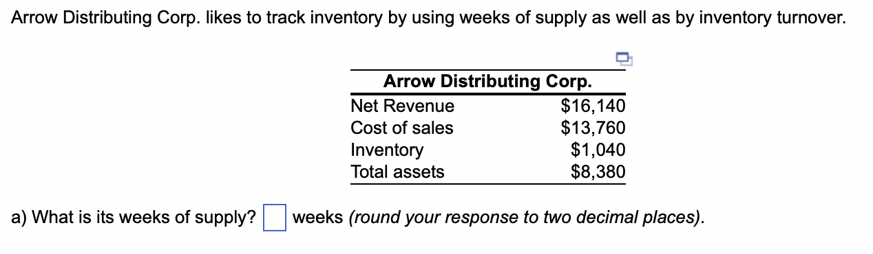 Solved Arrow Distributing Corp. likes to track inventory by | Chegg.com
