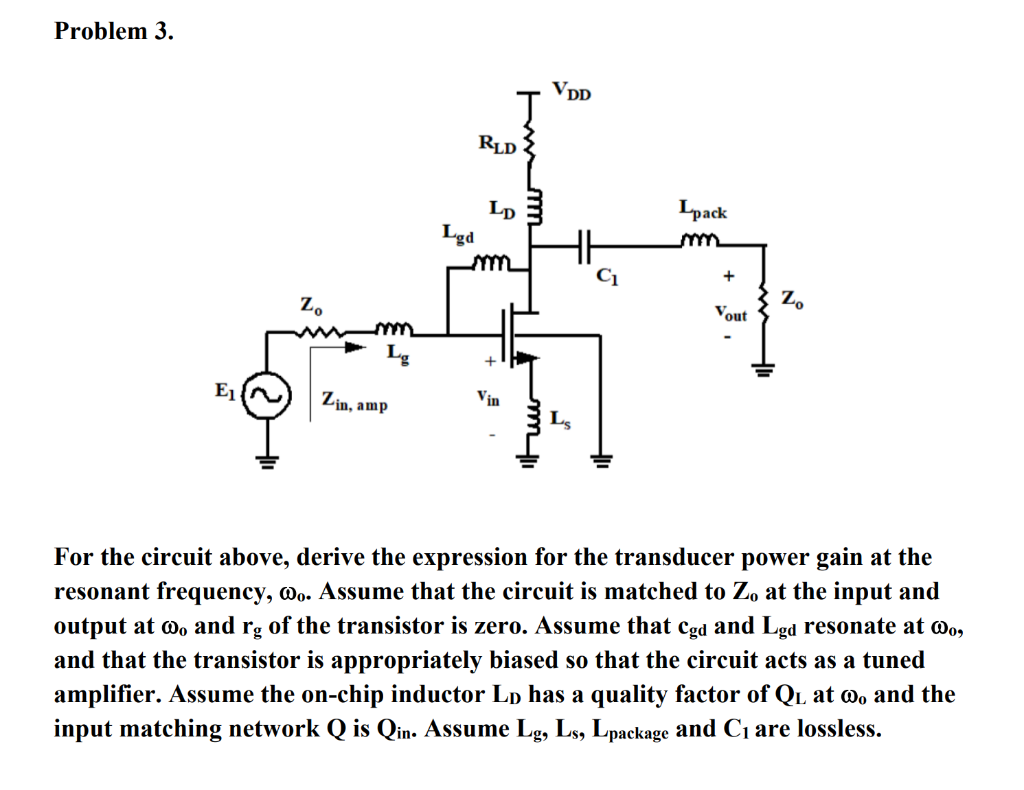 Problem 3. For the circuit above, derive the