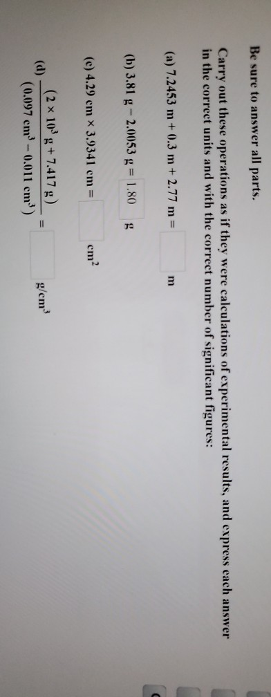 Solved Be sure to answer all parts. Carry out these | Chegg.com