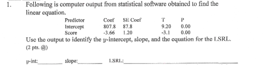 Solved 1. Following is computer output from statistical | Chegg.com