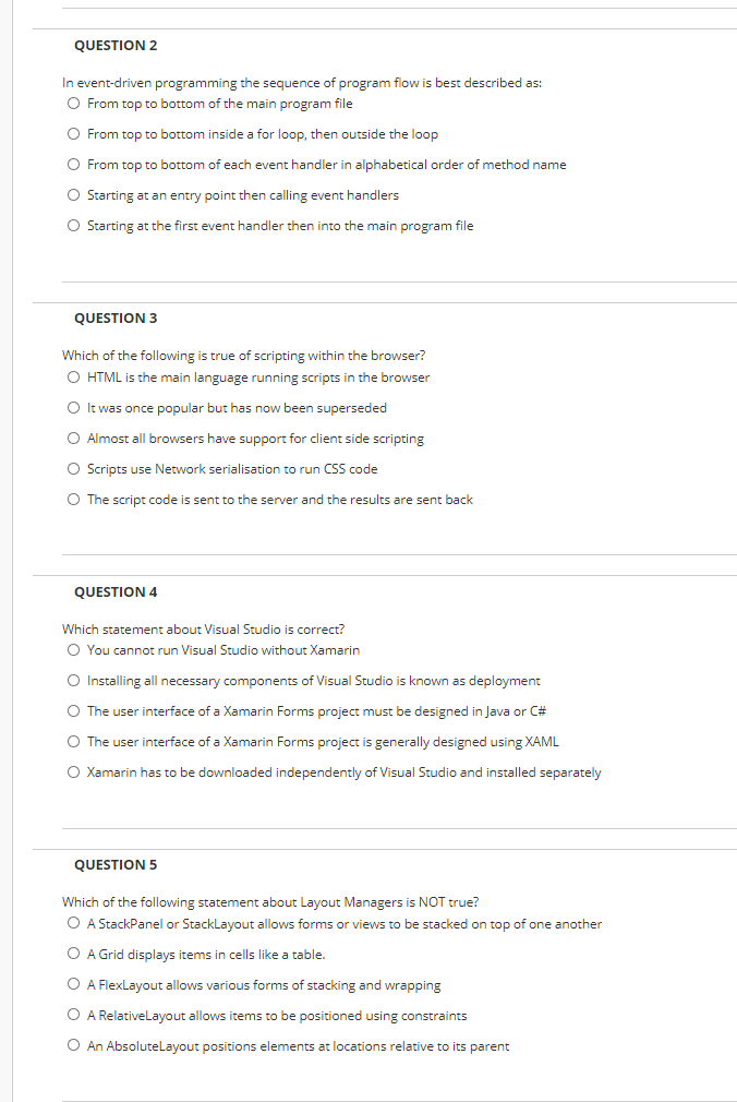 Solved QUESTION 2 In event-driven programming the sequence | Chegg.com