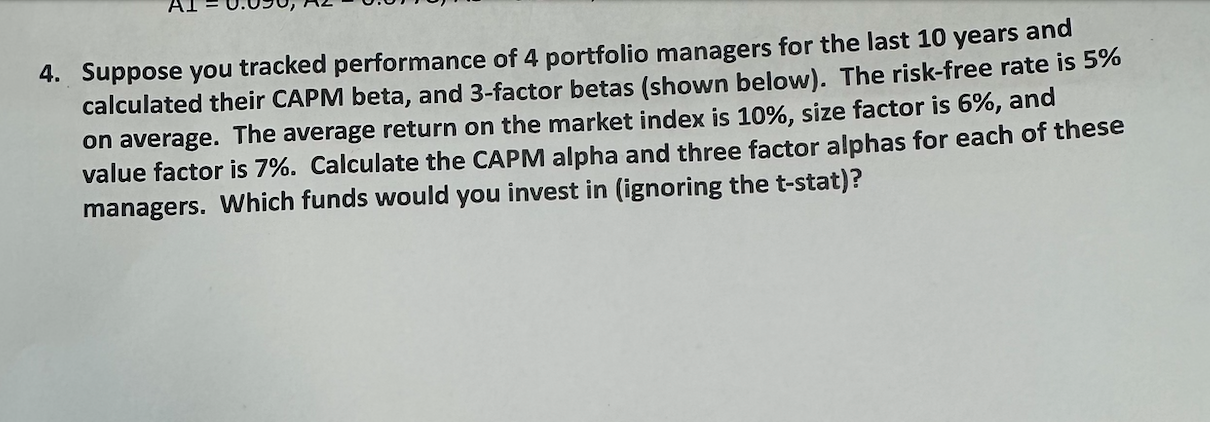 Solved 4. Suppose you tracked performance of 4 portfolio | Chegg.com