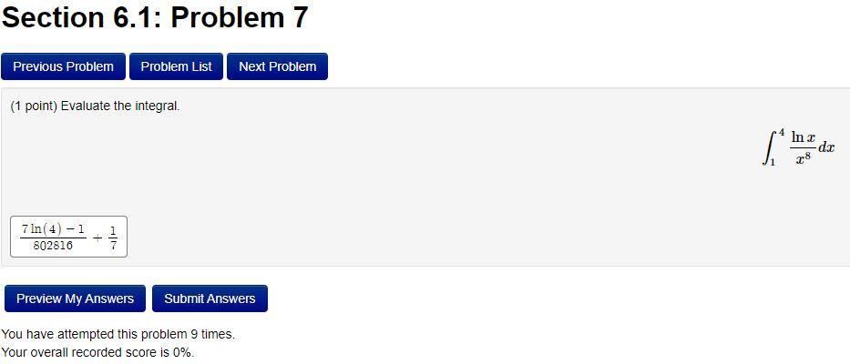 Solved Section 6.1: Problem 7 Previous Problem Problem List | Chegg.com