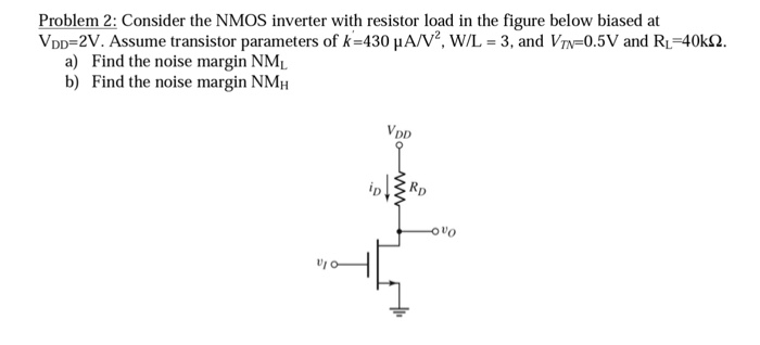 Problem 2: Consider the NMOS inverter with resistor | Chegg.com