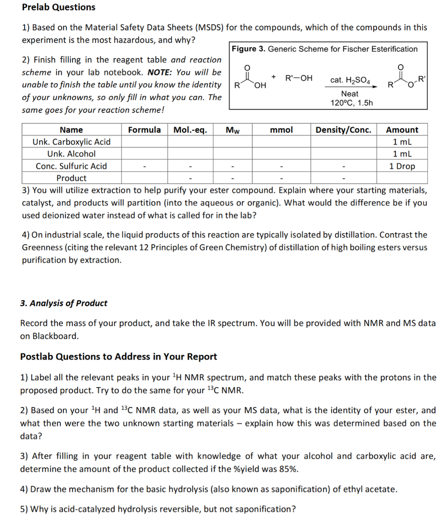 And Purification Of An Ester Pre Lab Answers 4246