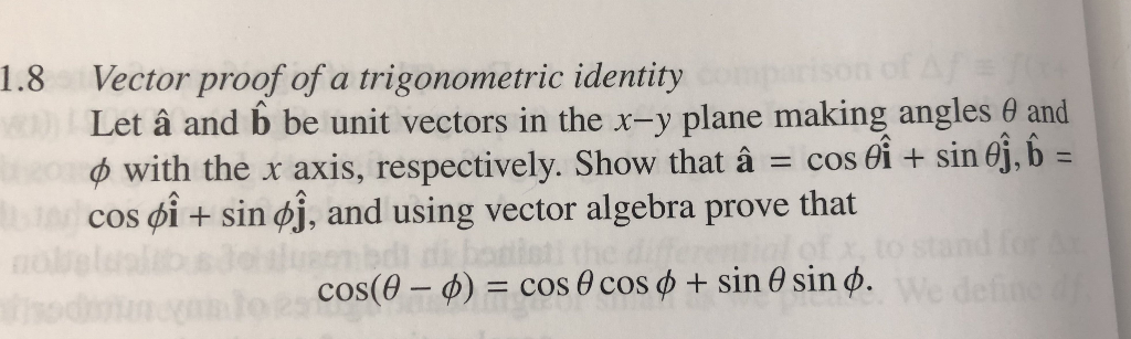 Solved 1.8 Vector Proof Of A Trigonometric Identity Let â | Chegg.com