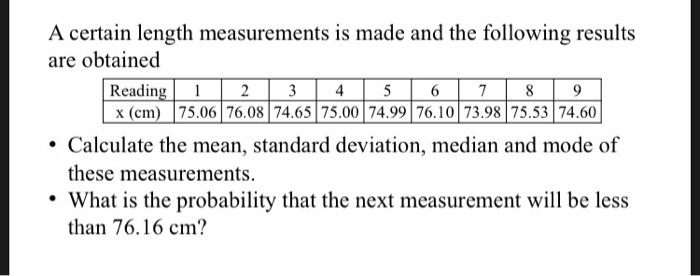 Solved A certain length measurements is made and the | Chegg.com