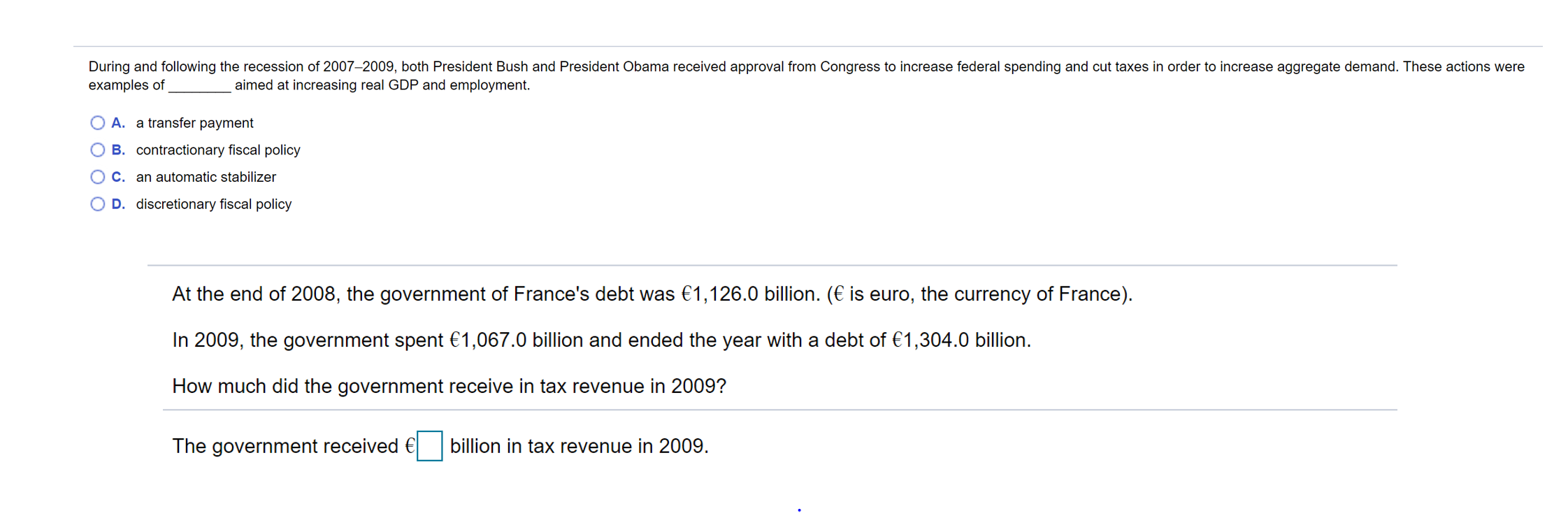 Solved During and following the recession of 2007–2009, both | Chegg.com