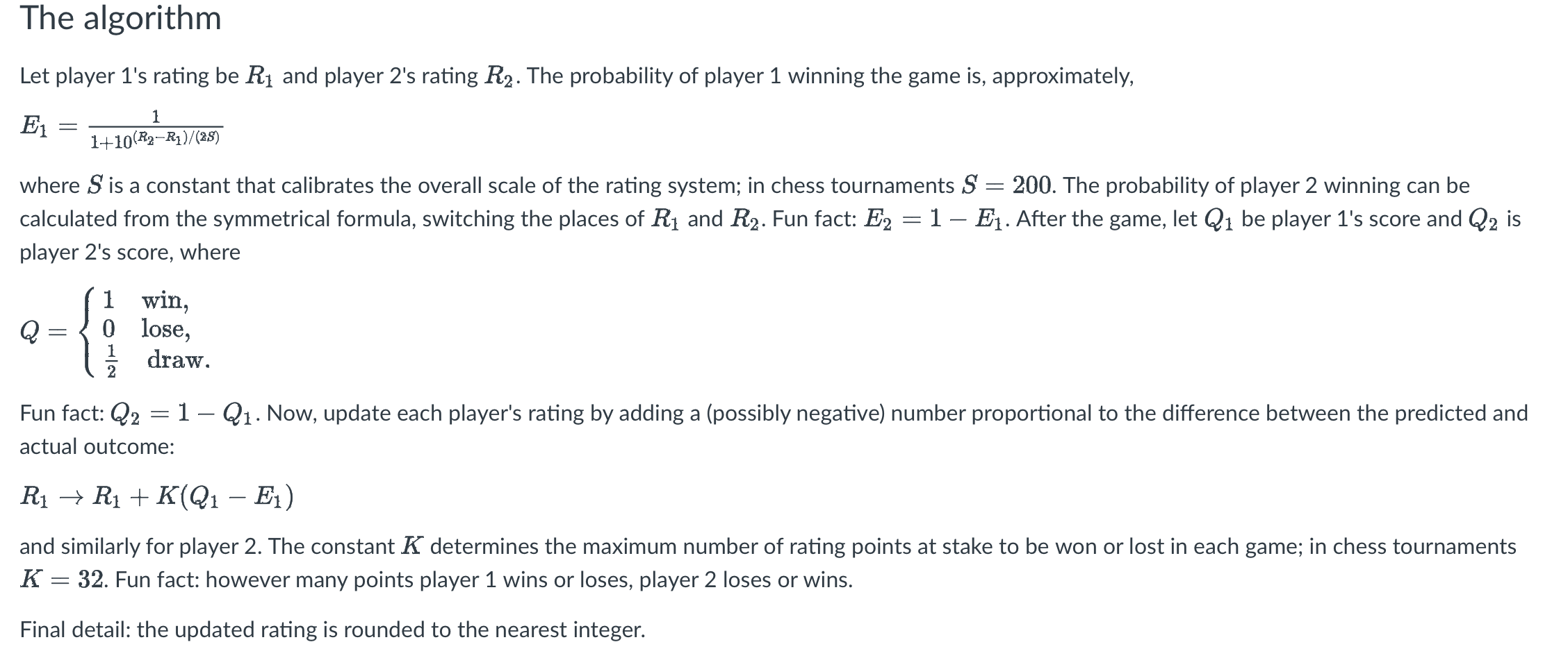 Solved Problem 1 (Chess ratings) The