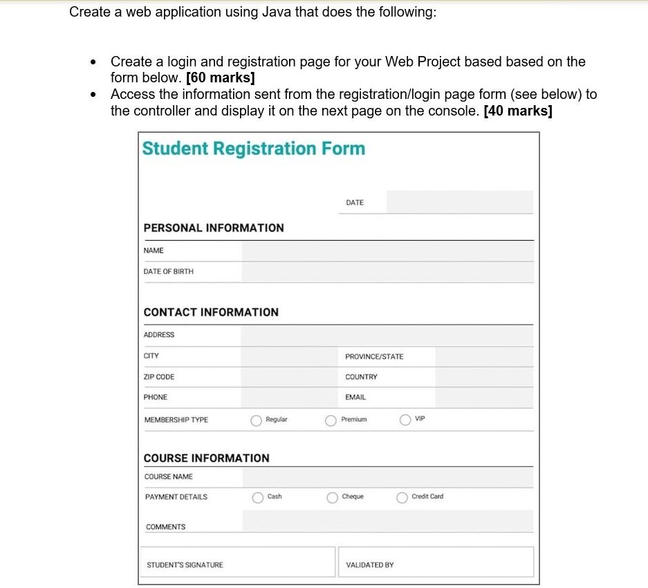 Solved Create a web application using Java that does the | Chegg.com
