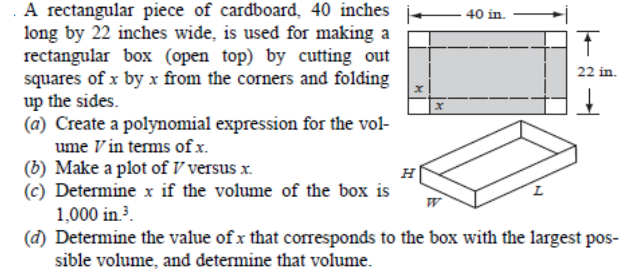 Solved 40 in. 22 in. X A rectangular piece of cardboard. 40 | Chegg.com