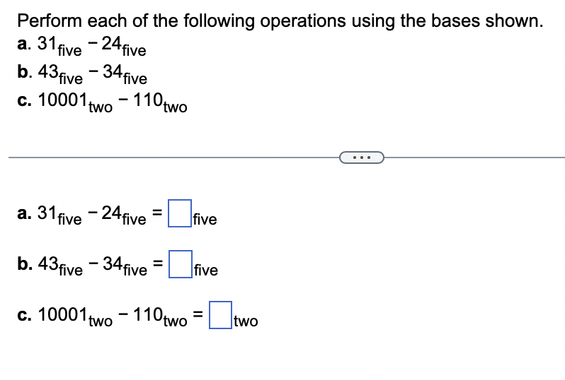 Solved Perform Each Of The Following Operations Using The | Chegg.com