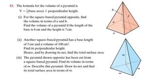 Solved I The formula for the volume da pyramid in V- use | Chegg.com