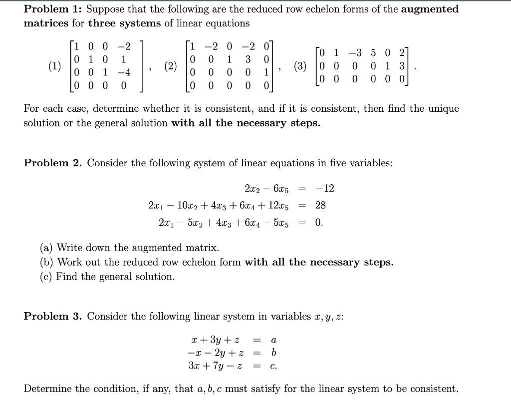 Solved Problem 1: Suppose that the following are the reduced | Chegg.com