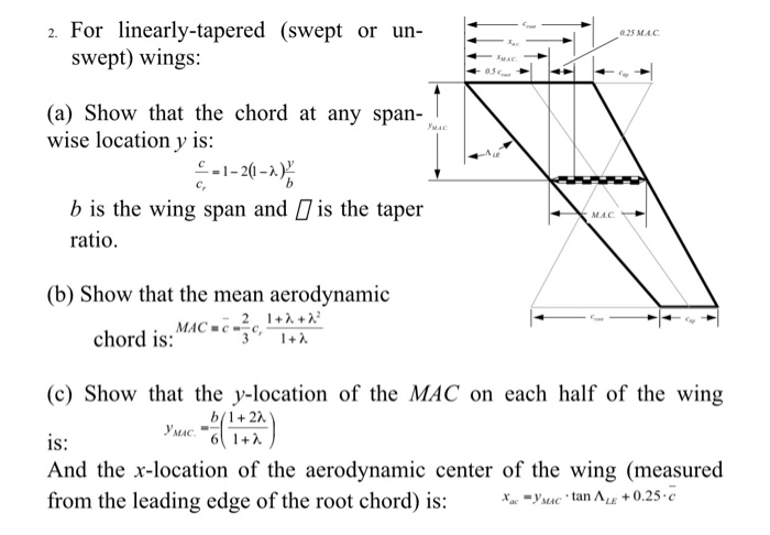 2. For linearly-tapered (swept or un- 25 MAC swept) | Chegg.com