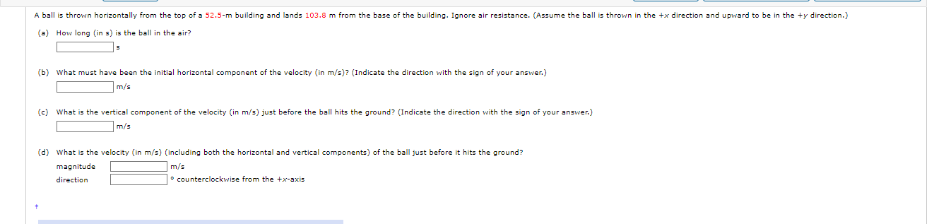 Solved (a) How long (in s) is the ball in the air? (b) What | Chegg.com