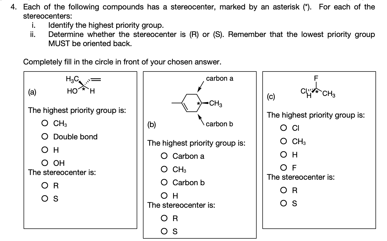 Solved Each of the following compounds has a stereocenter,