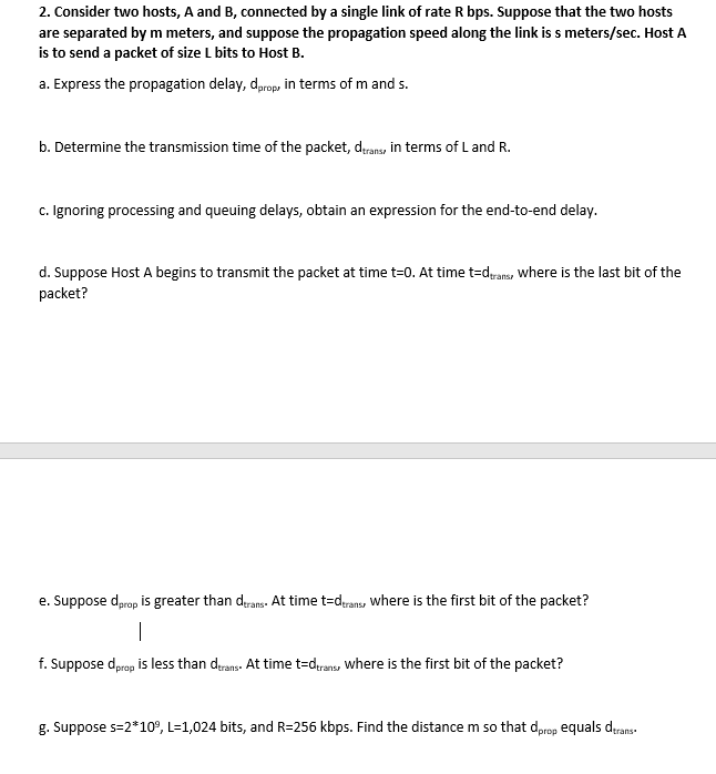 Solved 2. Consider Two Hosts, A And B, Connected By A Single | Chegg.com